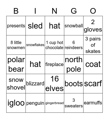 winter rounding Bingo Card