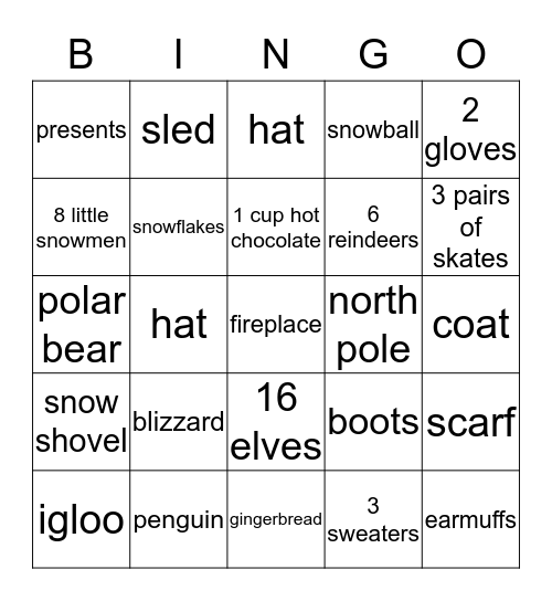 winter rounding Bingo Card