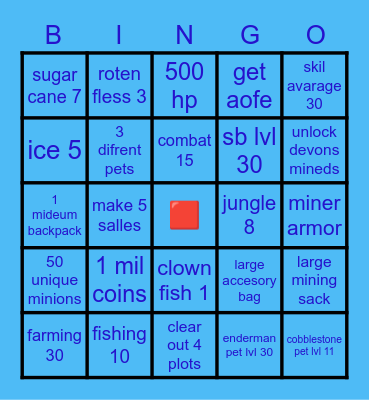 hypixel skyblock bingo card Bingo Card