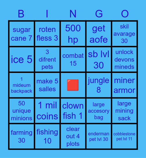 hypixel skyblock bingo card Bingo Card