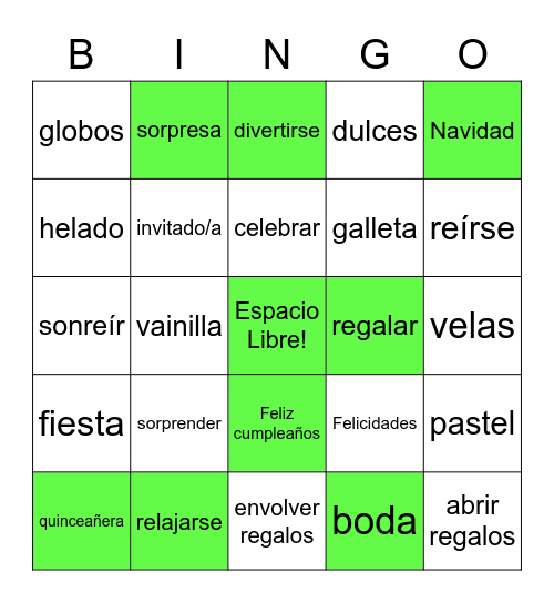 Las fiestas Bingo Card