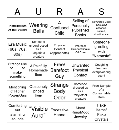 Aura Bingo Card