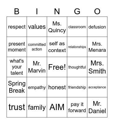AIM Bingo Card