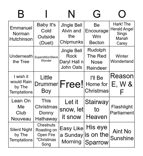UBC Music Bingo Card