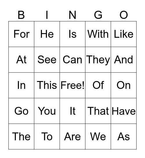 The First Hundred Bingo Card