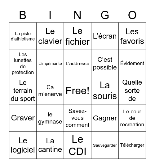 FRENCH 3 CH 4 Bingo Card