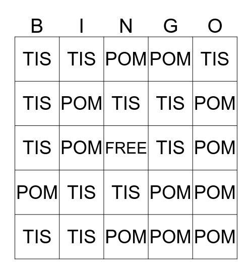 BLOCk Out Bingo Card