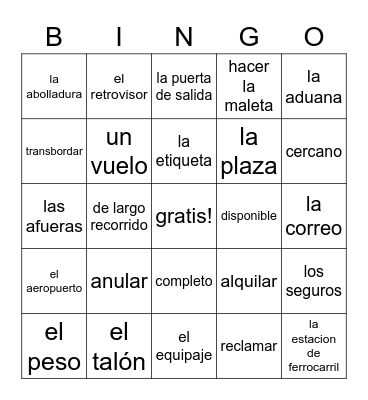 Español 3 Cap. 6 Bingo Card