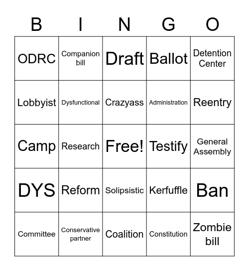 Policy Team Bingo Card