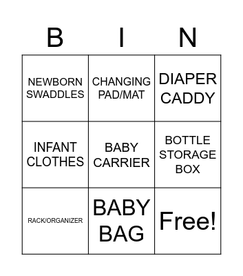 Baby Gift Reveal Bingo Card