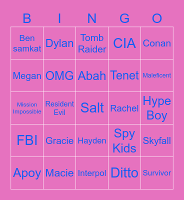 Acie JJ Bingo Card