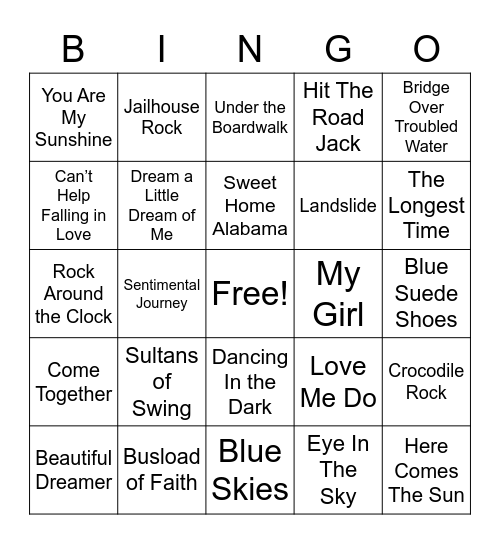 Classics Bingo Card