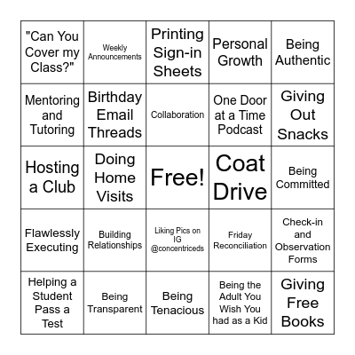 Just Concentric Things Bingo Card