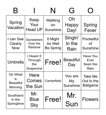 Spring Singo Bingo Card