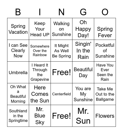Spring Singo Bingo Card