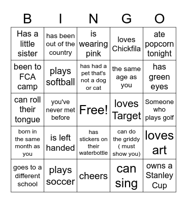 FIND SOMEONE WHO.... Bingo Card