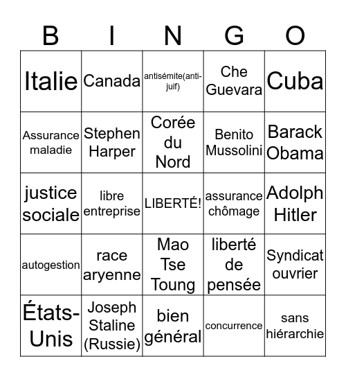 Bingo-idéo Bingo Card