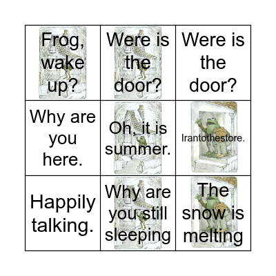 Frog and Toad Sentences Bingo Card