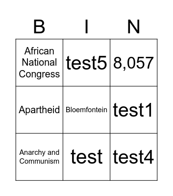 Defiance Campaign Bingo Card