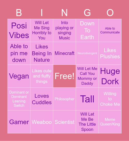 Are You My Type?? Bingo Card