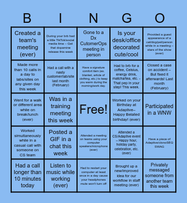 200,000th CS Celebration Bingo! Bingo Card