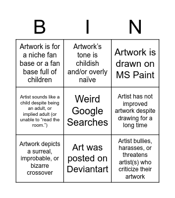 “On the Spectrum” Artwork Bingo Card
