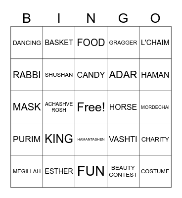 PURIM Bingo Card