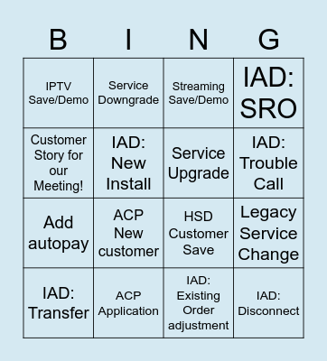 IAD - Rate Increase Bingo! Bingo Card