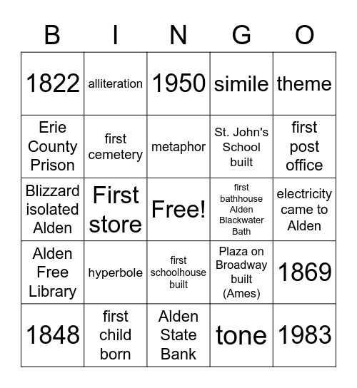 ALDEN Bingo Card