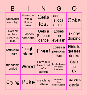 Laurens Bach Party Bingo Card