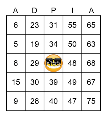 Thank you All! Bingo Card