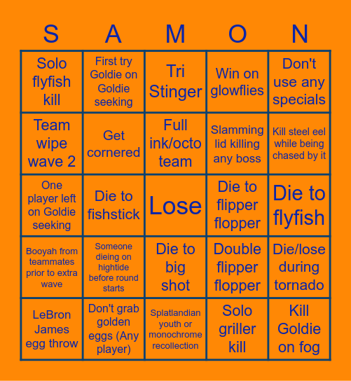 Salmon run bingo+ Bingo Card