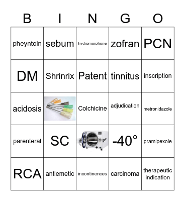 Pharmacy fun Bingo Card