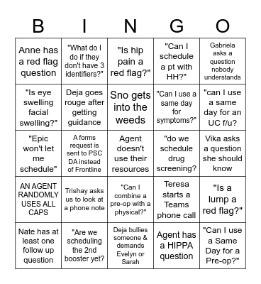 Pineapple Juice Bingo Card