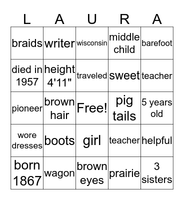 Little House On The Prairie Bingo Card