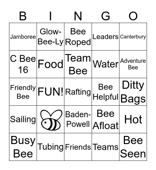 C Bee 16 Bingo Card