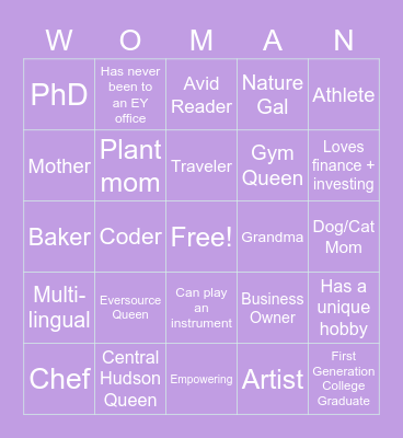 WSAP Utilities: International Women’s Day! Bingo Card