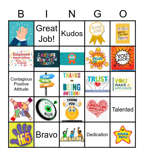 Employee Appreciation Bingo Card