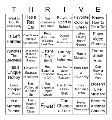 Get To Know Your Peers! Bingo Card