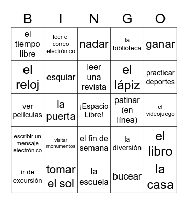 Pasatiempos / Actividades Bingo Card