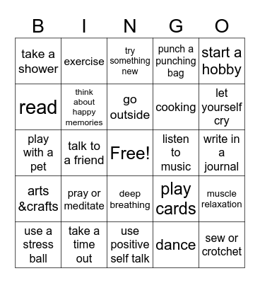 coping skills bingo Card