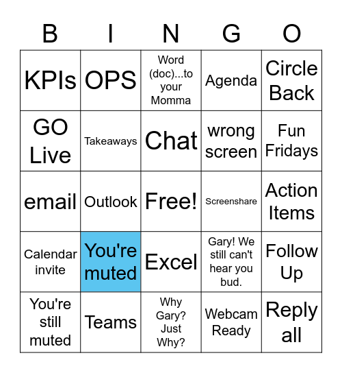 Meetings Bingo Card