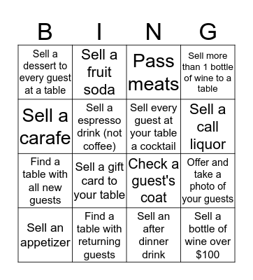 Sunday Bingo Card