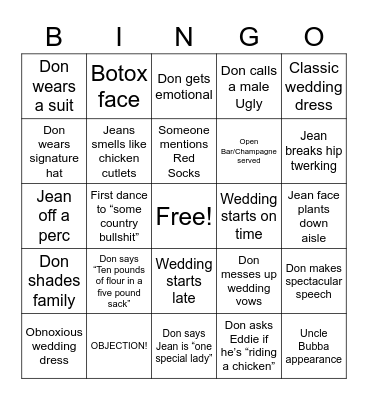 Wedding Bingo Card