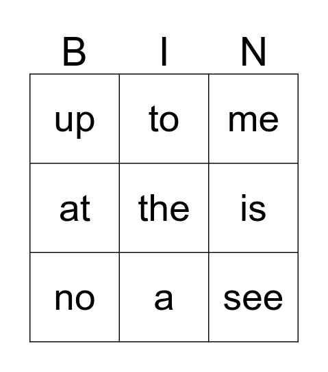 Letter Bingo Card