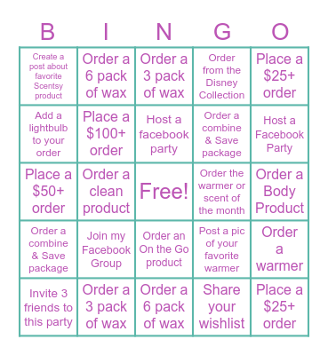 Scentsy Bingo! Bingo Card