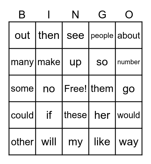 SIGHT WORD 1 Bingo Card