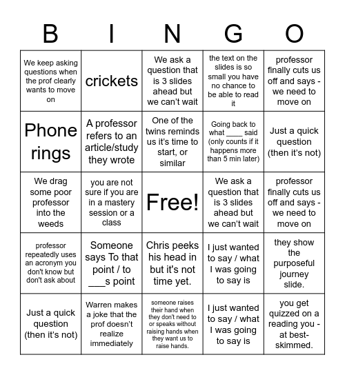 c23 bingo Card