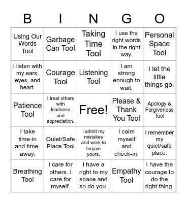 The Toolbox Bingo Card