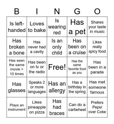 Icebreaker Bingo: Find Someone Who.... Bingo Card